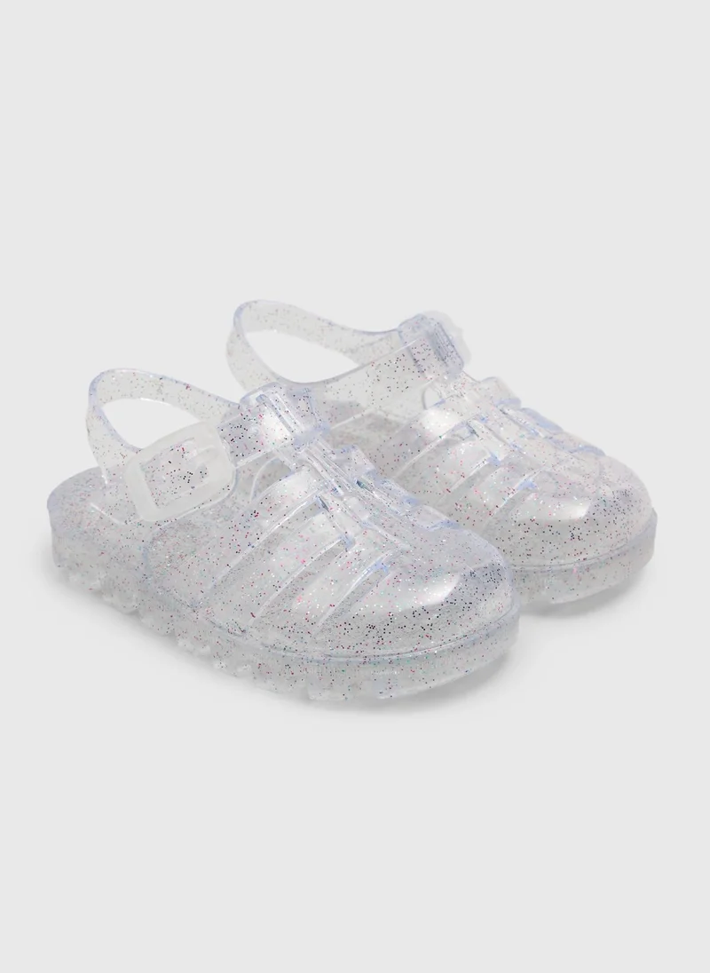 Matalan Girls Silver Glitter Jelly Shoes